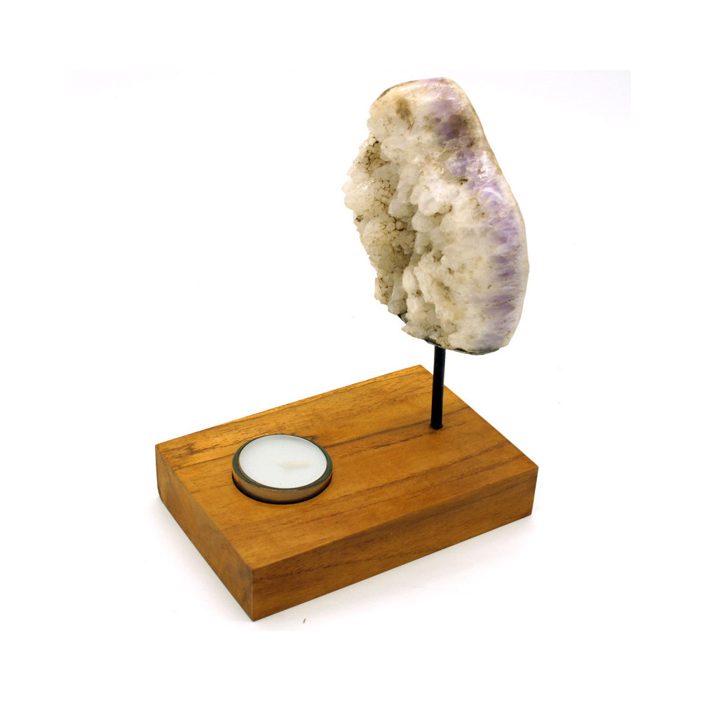 Amethyst Teelichthalter – Naturbelassenes Drusenstück, Ca. 12x12 Cm, Mit Filzunterseite