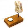 Teelichthalter Holz und Stein, Kristall-Druse auf Holzfuß
