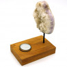 Teelichthalter Holz und Stein, Kristall-Druse auf Holzfuß