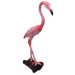 Flamingo auf kleiner Wurzel ca. 33 cm hoch