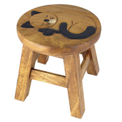 Kinderhocker Holz Motiv Katze schlafend