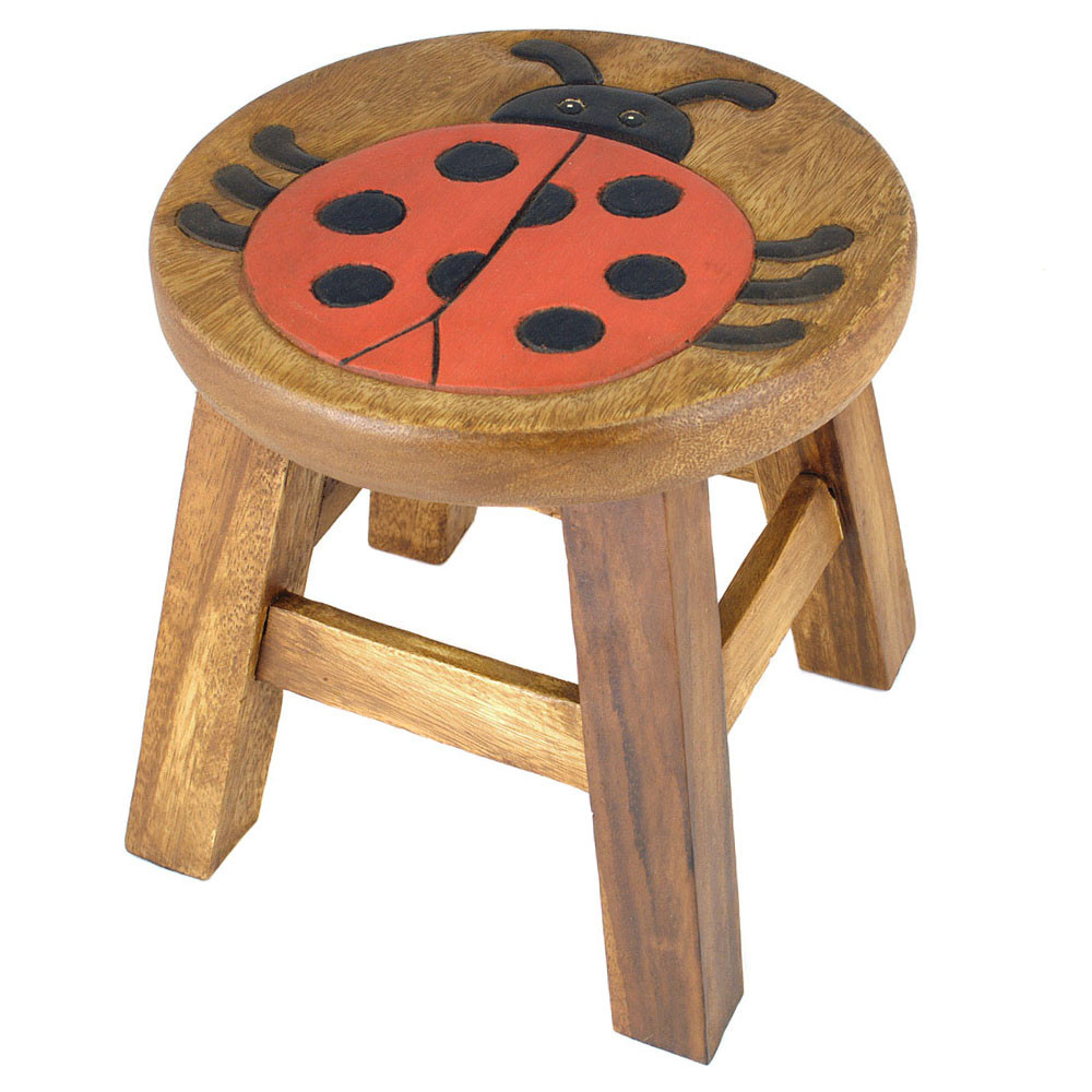 Kinderhocker Holz Motiv Marienkäfer