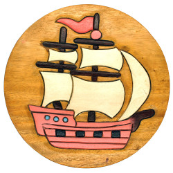 Kinderhocker Holz Motiv Segelschiff