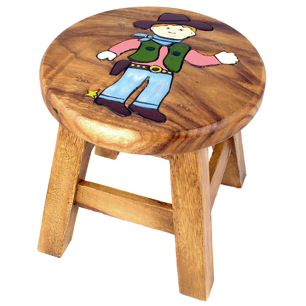 Kinderhocker Holz Motiv Cowboy