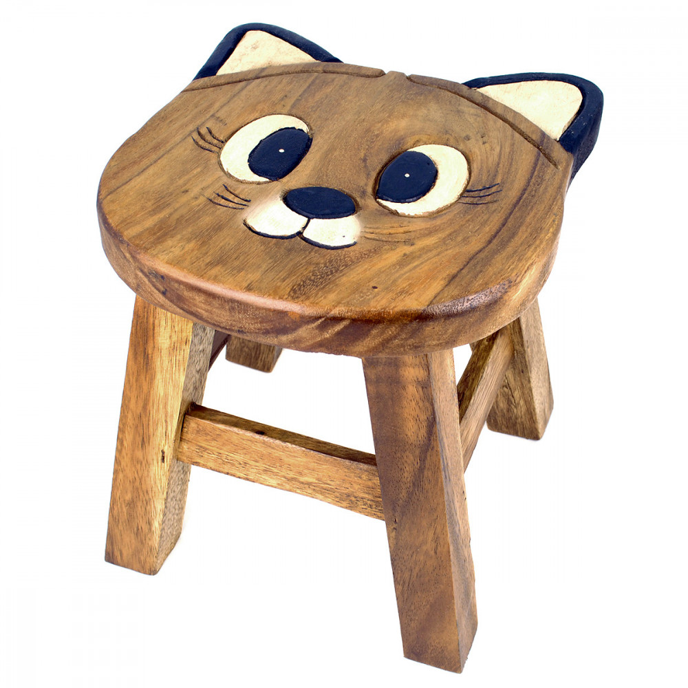 Kinderhocker Holz Tiermotiv Katze
