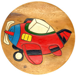 Kinderhocker Holz Motiv Flugzeug