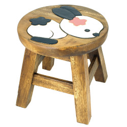 Kinderhocker Holz Tiermotiv Hase weiß