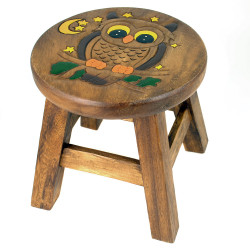 Kinderhocker Holz Motiv Eule Nacht