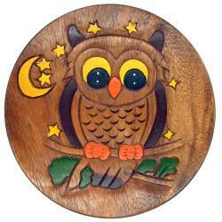 Kinderhocker Holz Motiv Eule Nacht