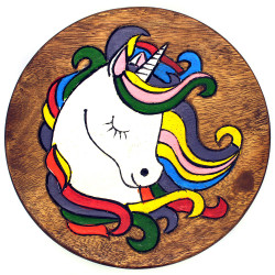 Kinderhocker Holz Motiv Einhorn Kopf