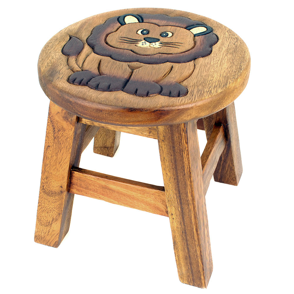 Kinderhocker Holz Tier Motiv Löwe
