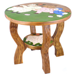 Holztisch für Kinder Tiermotiv Wiese