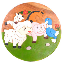 Holztisch für Kinder bunt Motiv Wiese