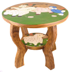 Holztisch rund Tiermotiv Wiese