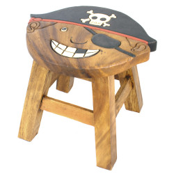 Holzhocker klein für Kinder, Massiv Holz Motiv Pirat