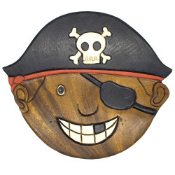 Holzhocker klein für Kinder, Massiv Holz Motiv Pirat
