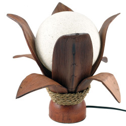 Tisch Kugellampe Holz Tischleuchte Kokos Palmenblatt