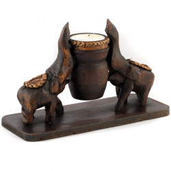 Holzelefanten Teelichthalter