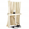 Wandleuchte Holz Rattan mit Schalter und Stecker für Innen 50 cm hoch