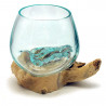 2.Wahl, braune Wurzel mit Glas, Ø ca. 11-12 cm, B-Ware