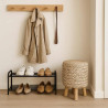 Sitzhocker Seegras Rund 50 cm – Holz Weiß Natur
