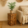Blumenständer Holz Eckig 50 cm Massiv – Teak Natur