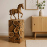 Blumenständer Holz Eckig 50 cm Massiv – Teak Natur