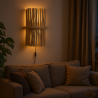 Wandleuchte Holz Rattan mit Schalter und Stecker für Innen 50 cm hoch
