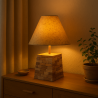 Tischlampe aus Holz Mosaikfuß Massivholz