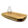 Windlicht Holz Schale Natur gebleicht mit Glas