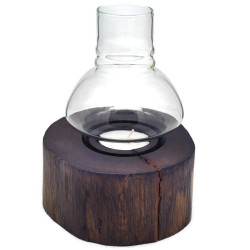 2. Wahl, Holz Windlicht Glas auf Teakholz, B-Ware