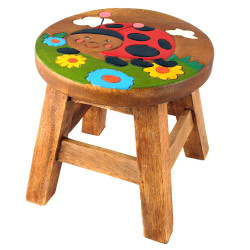 Kinderhocker Holz Motiv Marienkäfer auf...