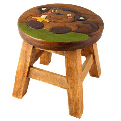 Kinderhocker Holz Motiv Affe mit Banane