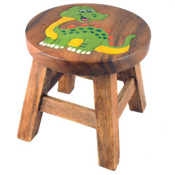 Kinderhocker Holz Motiv Dino Baby Grün