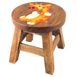 Kinderhocker Holz Motiv Dino Baby Orange