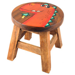 Kinderhocker Holz Motiv Dino Red