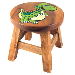 Kinderhocker Holz Motiv Dino Rex Grün