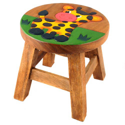Kinderhocker Holz Motiv Baby Giraffe Bunt