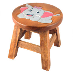 Kinderhocker Holz Motiv Elefant Happy