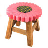 Kinderhocker Holz Motiv Blume Pink