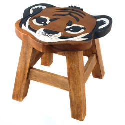 Kinderhocker Holz Tiger Kopf