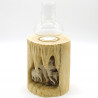 Holz Windlicht Baumstamm Teakholz mit Elefant