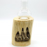 Holz Windlicht Baumstamm Teakholz mit Elefant