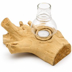 Windlicht Wurzel kleines Holzstück Teak hell