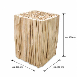 Blumenständer Holz Rattan 45 cm Eckig – Treibholz Optik