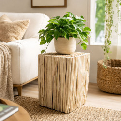 Blumenständer Holz Rattan 45 cm Eckig – Treibholz Optik