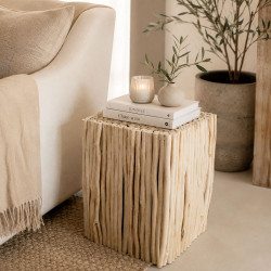 Blumenständer Holz Rattan 45 cm Eckig – Treibholz Optik