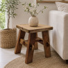 Rustikaler Blumenhocker Holz Eckig 30 cm – Teak Natur