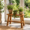Blumenbank Holz Teak 50 cm breit – 45 cm hoch Natur
