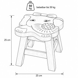 Kinderhocker Holz Motiv Elefant Mädchen mit Fußball